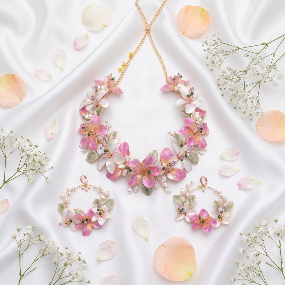 Pink Pearl Raisen Art Jewellery Set