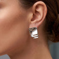 Celeste Tiered Silver Geometric Statement Studs